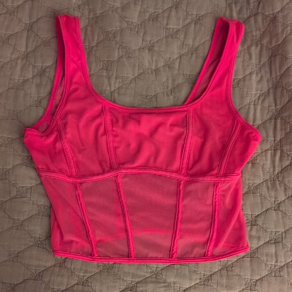No Boundaries Vibrant Pink Mesh Top